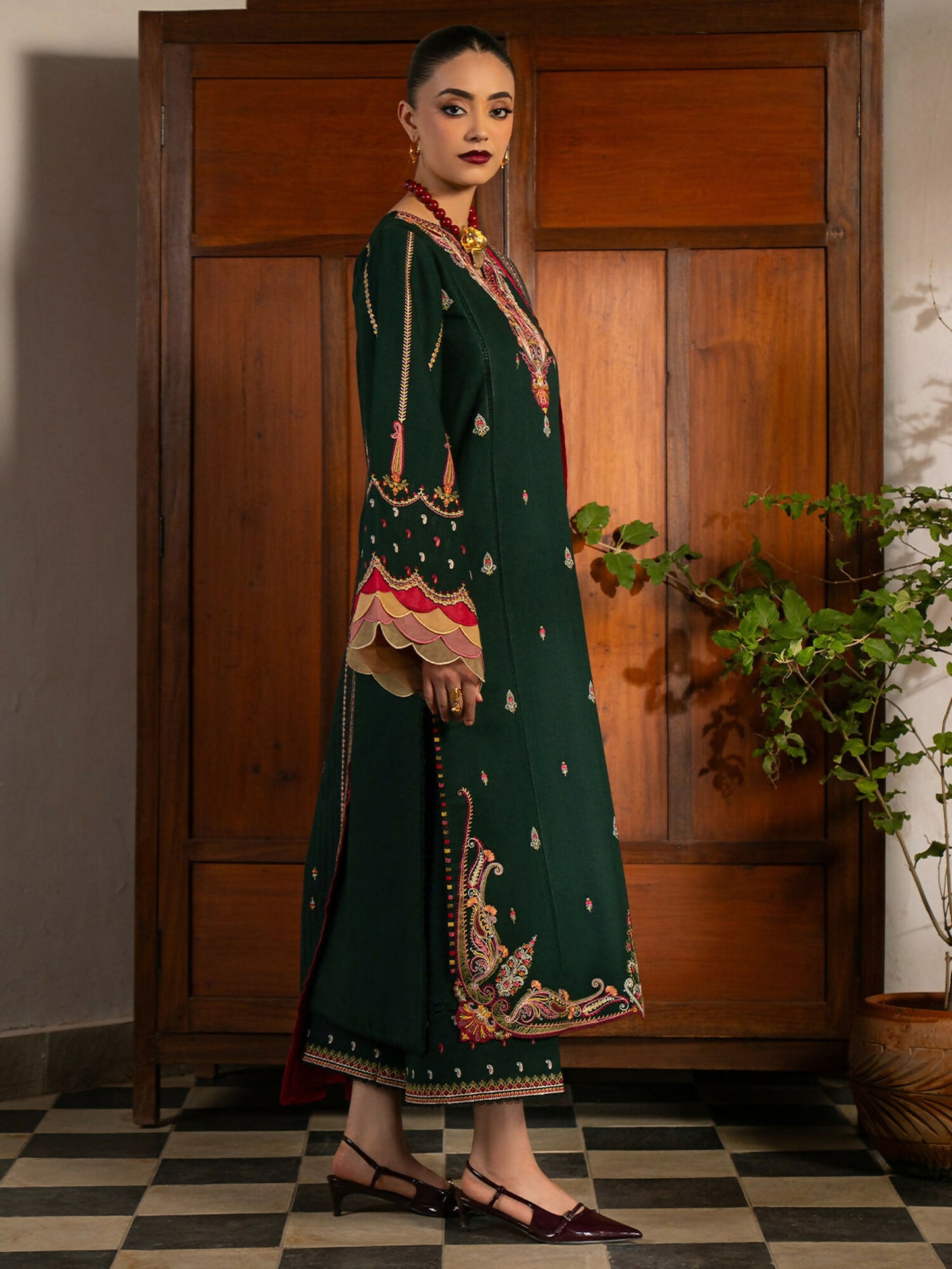 Binilyas Gulrukh Khaddar Embroidered Unstitched 3-Piece Suit-64-B