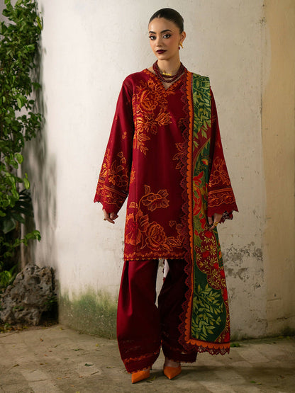 Binilyas Gulrukh Khaddar Embroidered Unstitched 3-Piece Suit-63-B