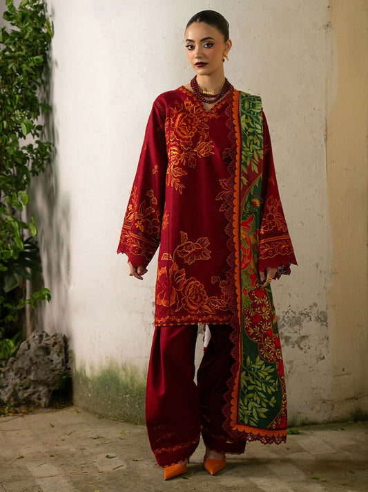 Binilyas Gulrukh Khaddar Embroidered Unstitched 3-Piece Suit-63-B