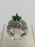 Green H&A Jewellery One Carat Silver Rhodium Plated Ring-Green