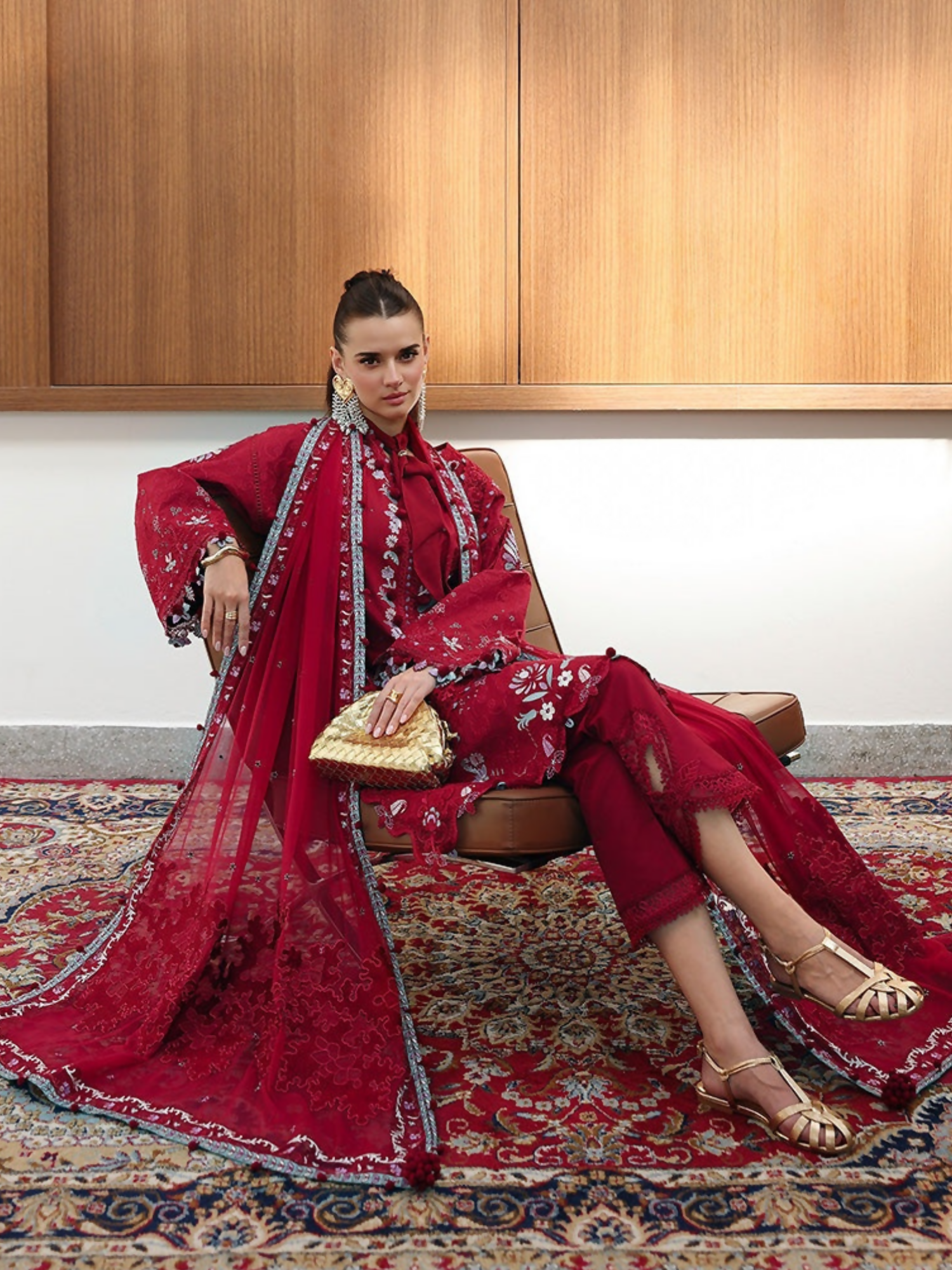 Qalamkar Chikankari Eid Edit'26 Lawn Embroidered Unstitched 3-Piece Suit-CM-03 Ruby