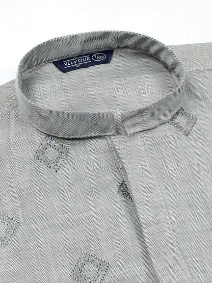 Velvour Boys Cotton Embroidered Stitched Kurta-VB196-I