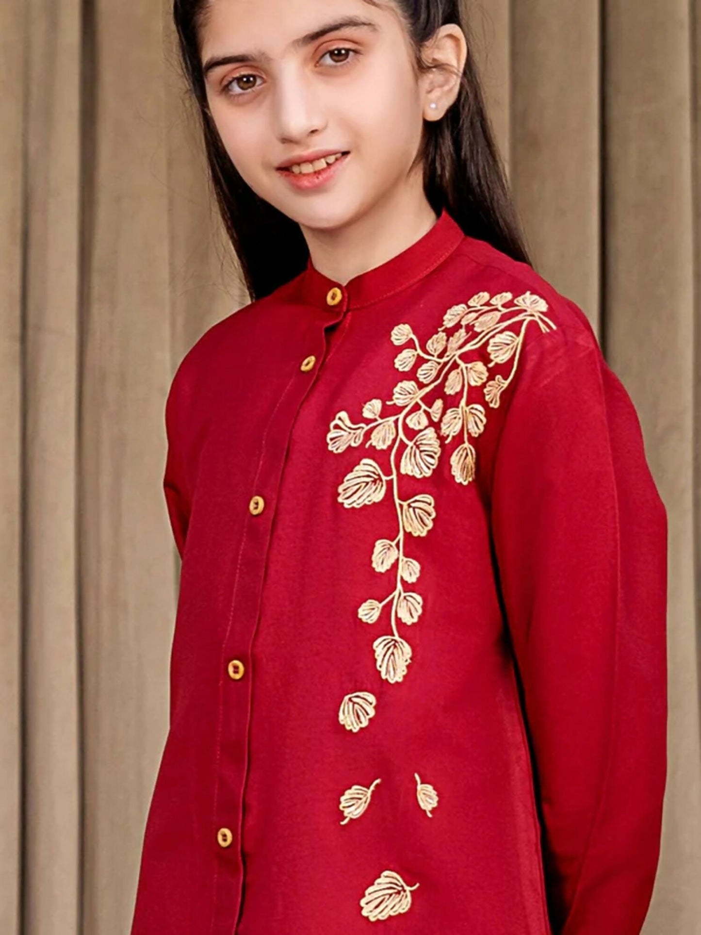 Velvour Girls Embroidered Stitched Kurti- VG120-C