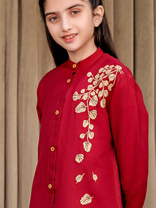 Velvour Girls Embroidered Stitched Kurti- VG120-C