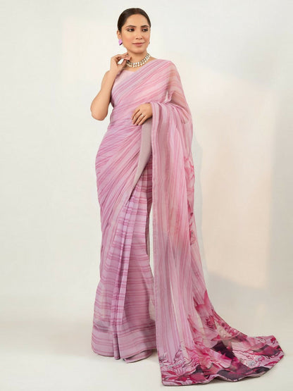 Imran Aftab Chiffon Printed Stitched Saree-IASC 12