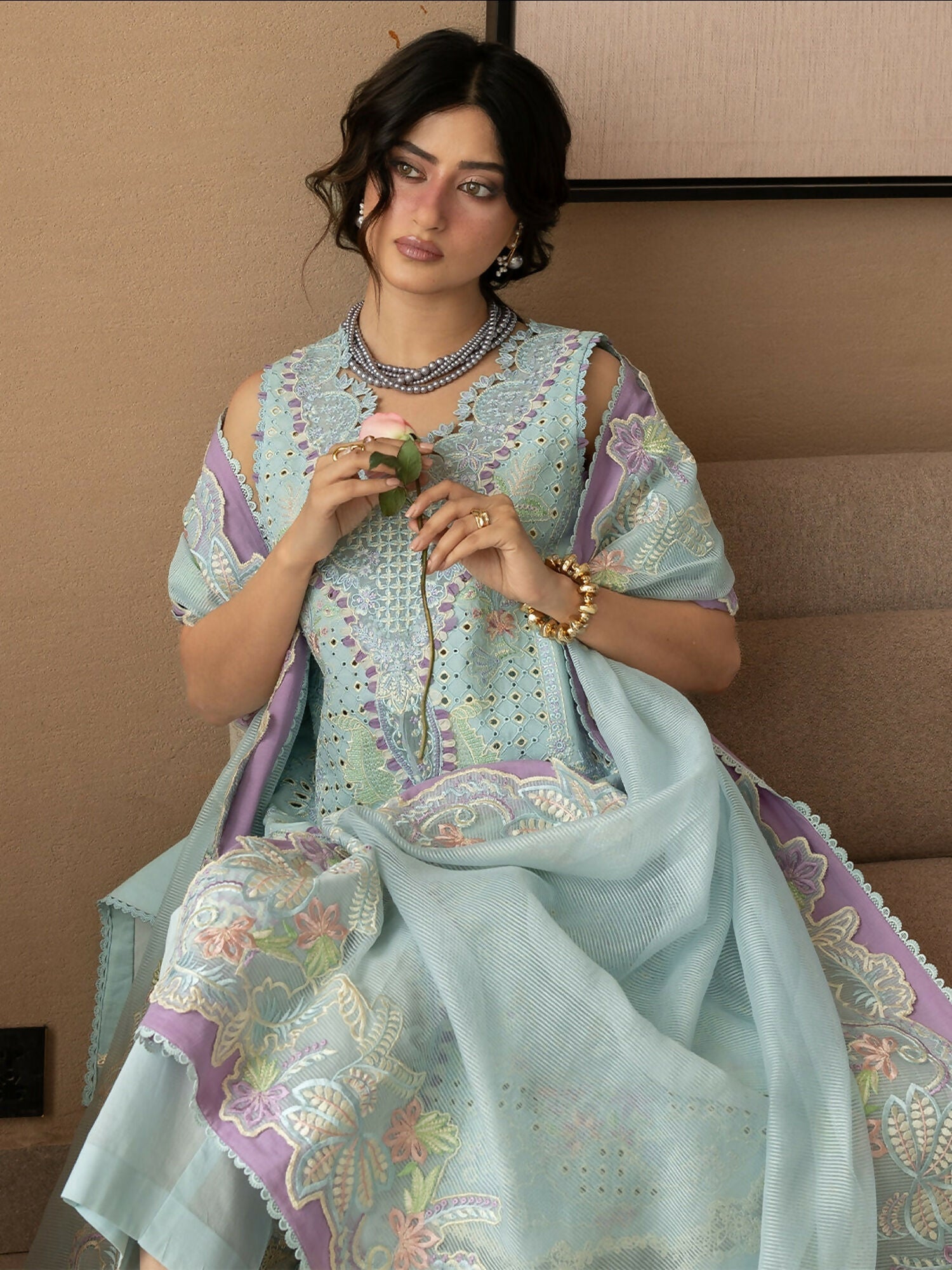 Mahnur Sirene Luxury Lawn'26 Embroidered Stitched 3-Piece Suit-S-13