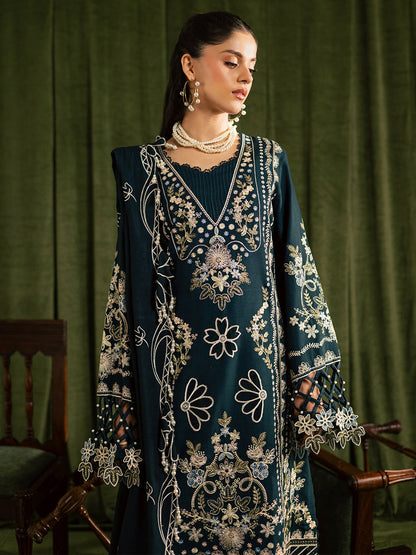 Mahnur Kaia Slub Linen Embroidered Stitched 3-Piece Suit-K- 07