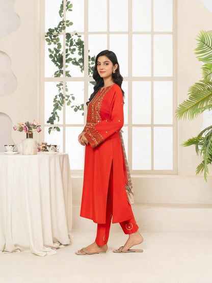 Stylish Collection Serene Summer Linen Embroidered Stitched 3-Piece Suit–Urge