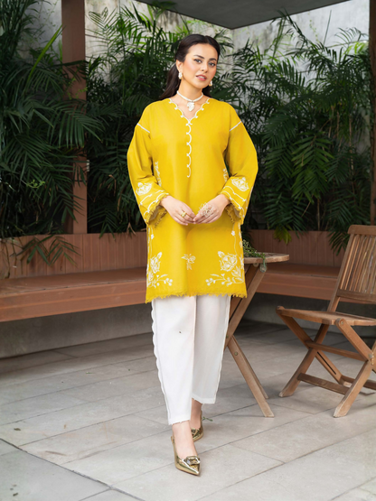 Panache Apparel Solid Story Cotton Lawn Embroidered Stitched Suit-Orah