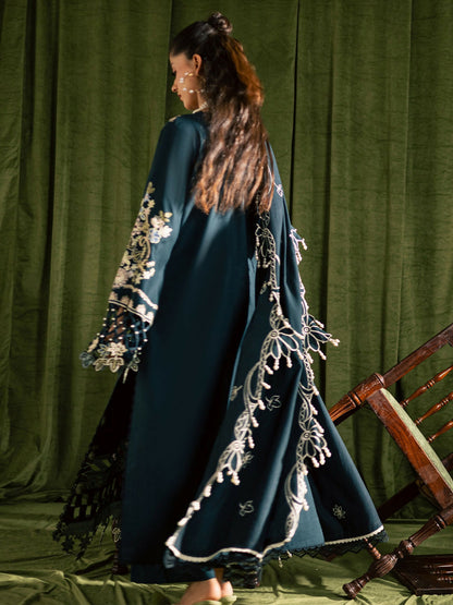 Mahnur Kaia Slub Linen Embroidered Stitched 3-Piece Suit-K- 07