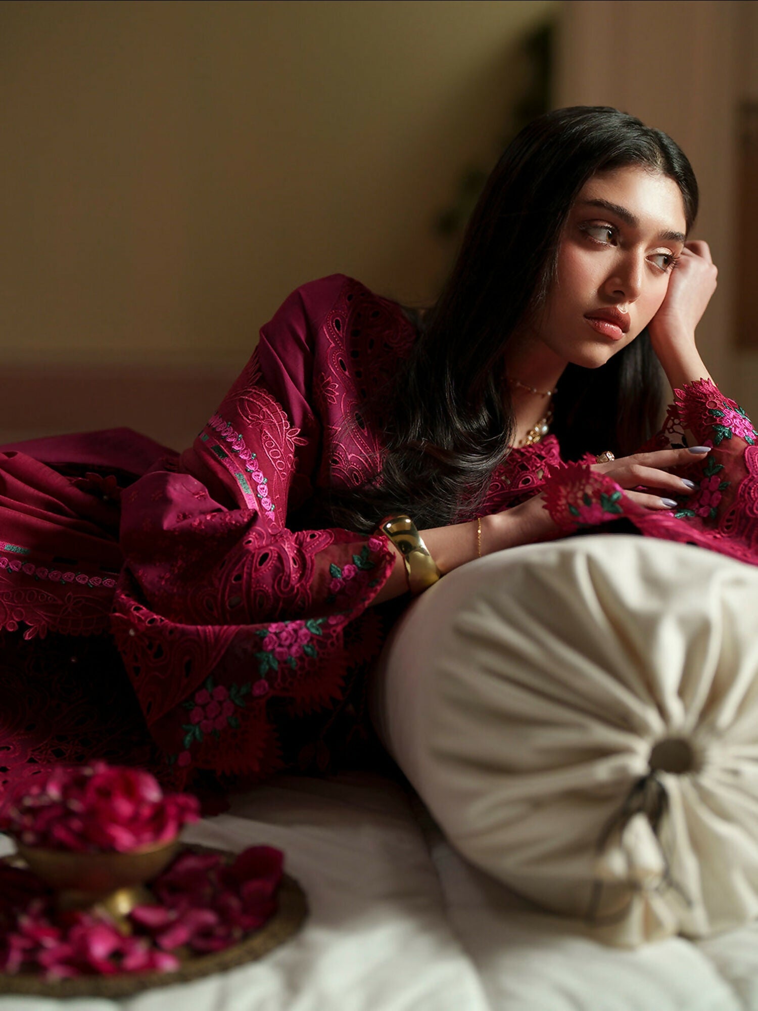 Binilyas Mashriq Luxury Lawn'26 Embroidered Unstitched 3-Piece Suit-D-113-B