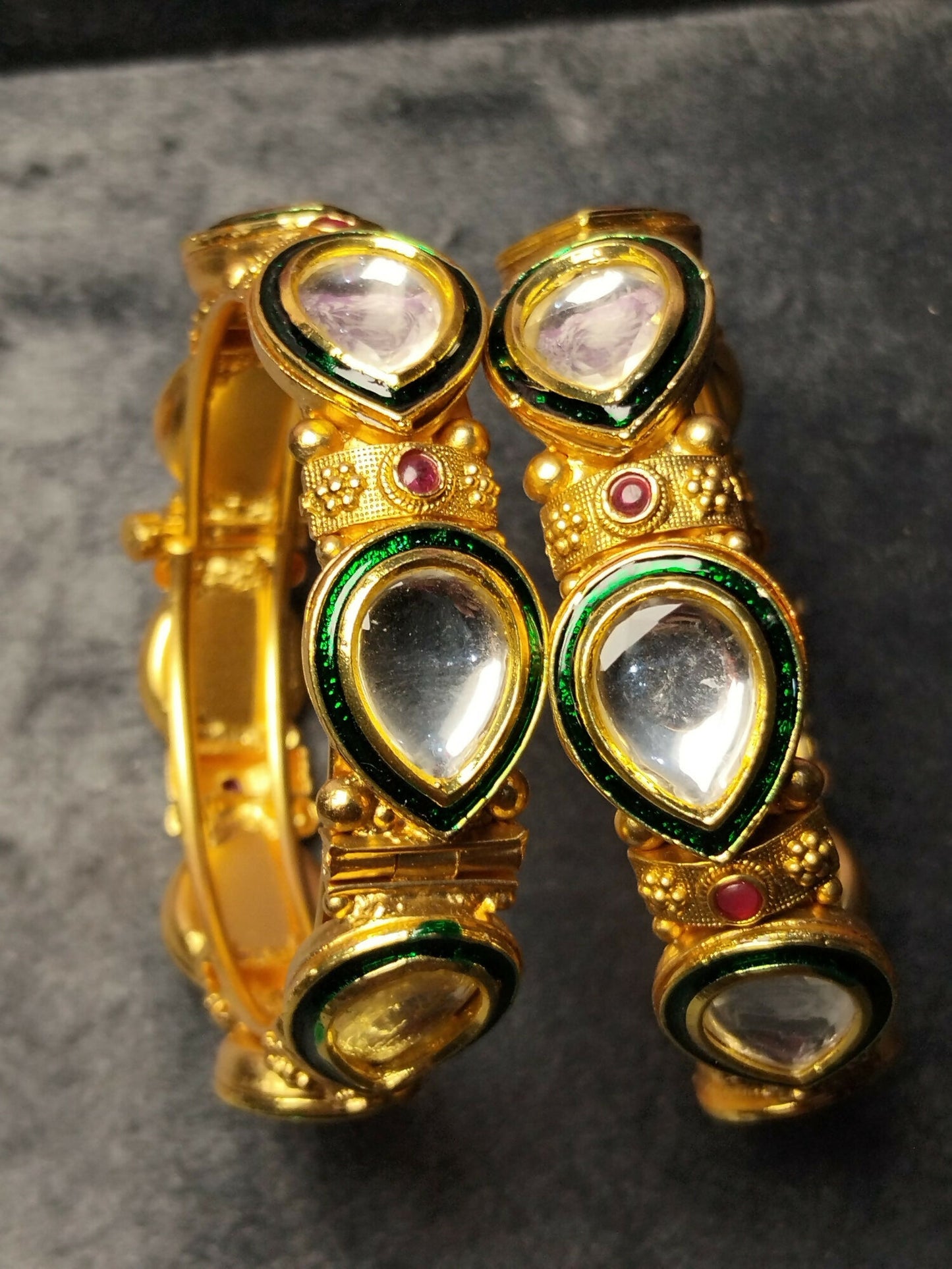 H&A Jewellery Indian Kundan Openable Bangles