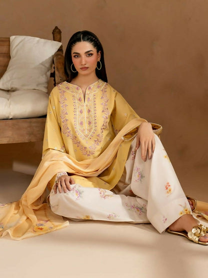 Zeephire Cotton Lawn Embroidered Stitched 3-Piece Suit-Zara