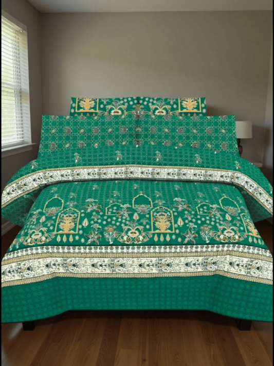 Dynasty Printed 3 Piece King Bedsheet Set-161