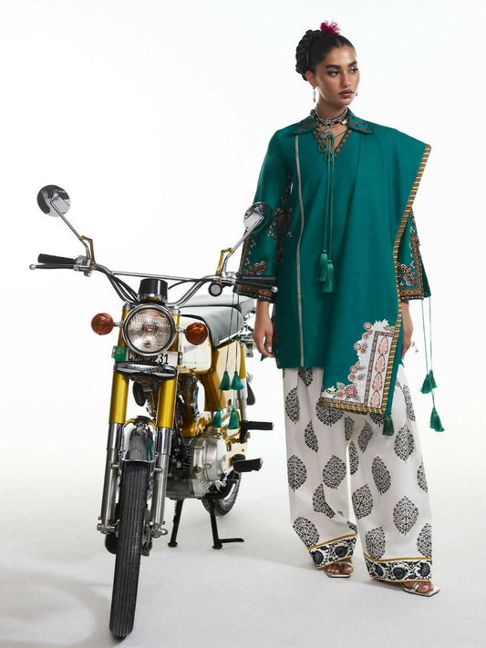 Jugnu by Hussain Rehar Lawn Embroidered Scarf-Thalia