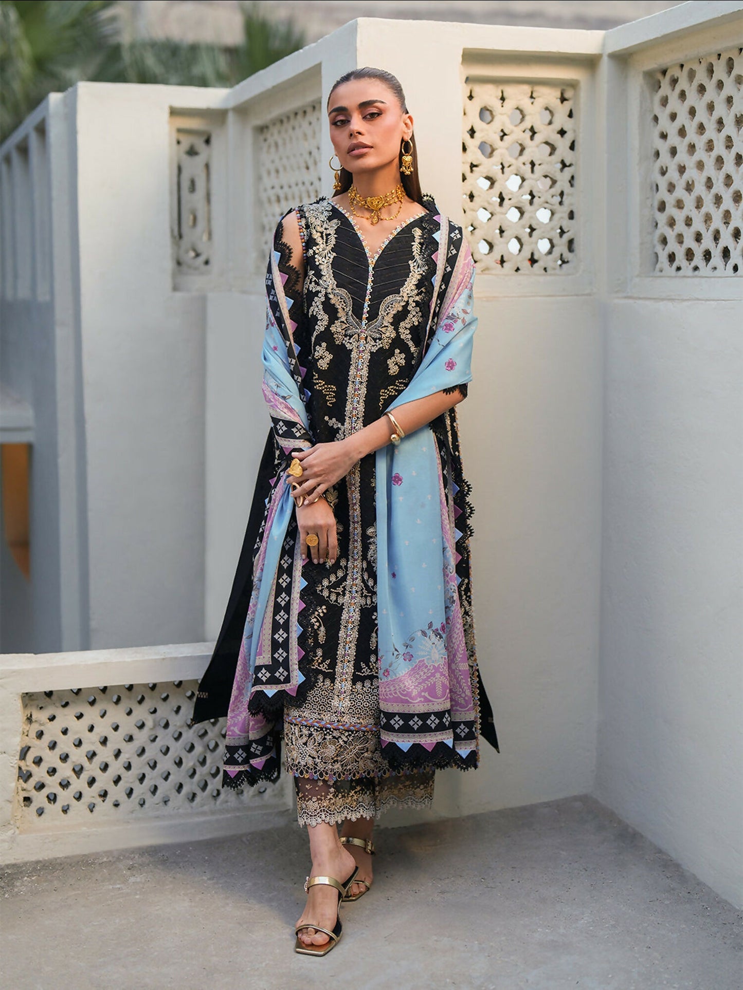 Binilyas Heritage Dore Summer'26 Lawn Embroidered Unstitched 3-Piece Suit-171-B