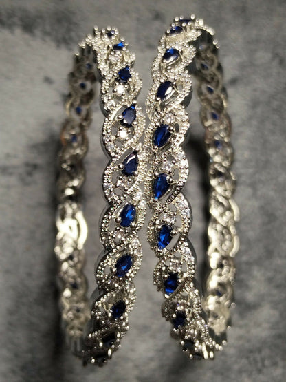 H&A Jewellery One Carat Silver Rhodium Plated Bangles