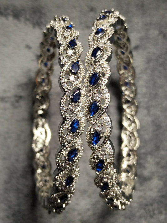 H&A Jewellery One Carat Silver Rhodium Plated Bangles