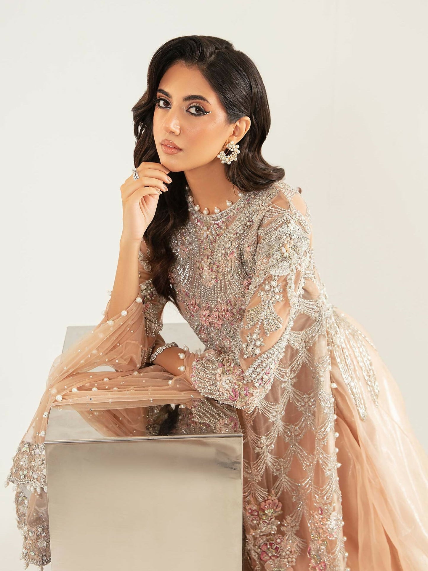 Shiza Hassan Aurora Formals Net Embellished Stitched 2-Piece Suit-Florian