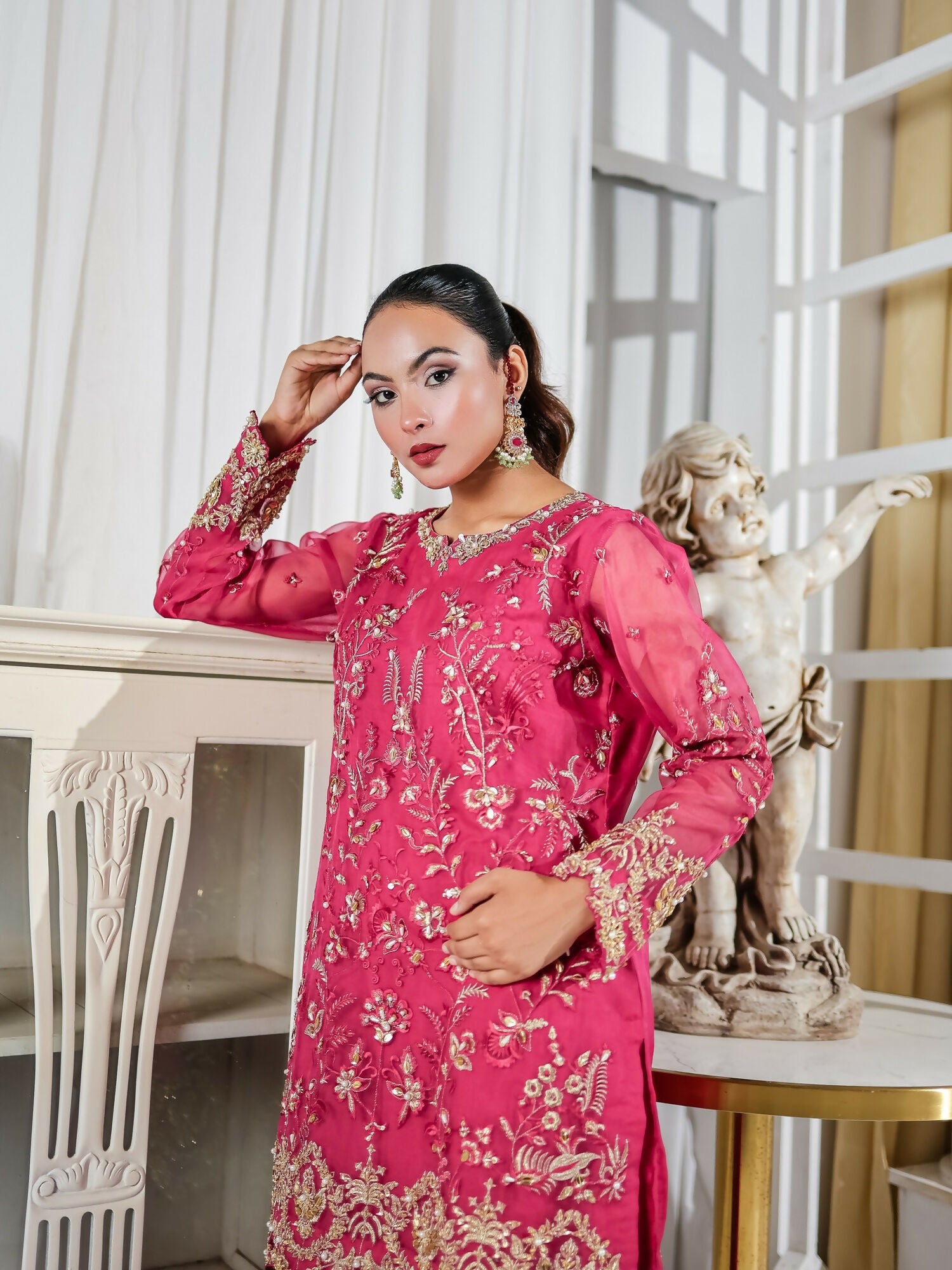 Farooq Hameed Studio Pariza Lux Festive'25 Organza Embroidered Stitched 3-Piece Suit-Inaya