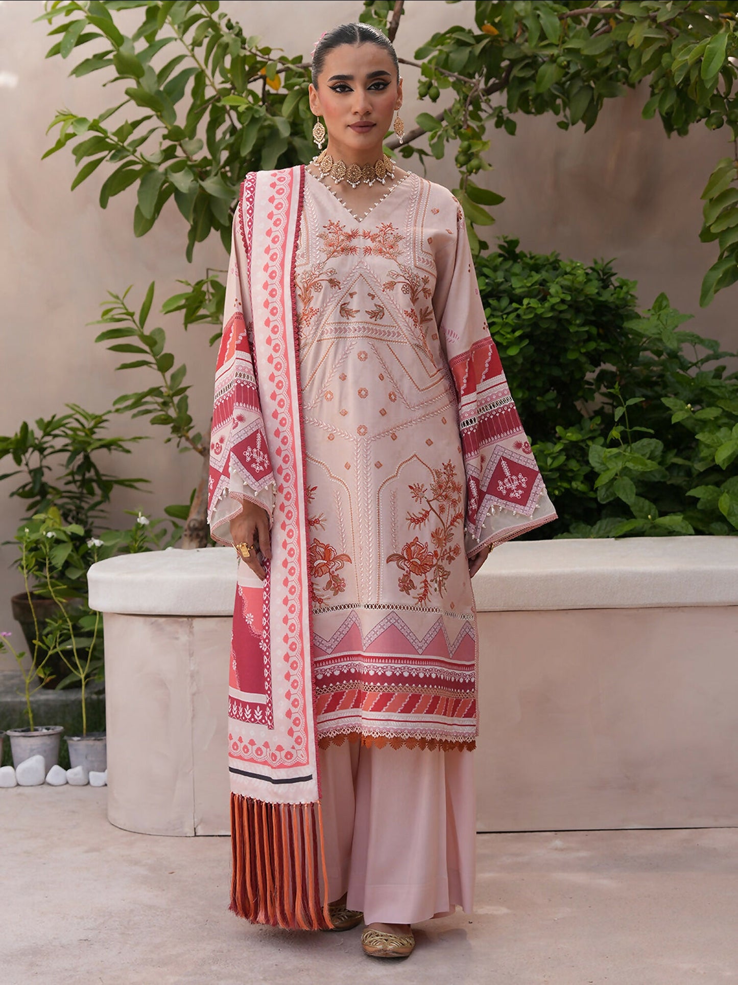 Binilyas Kotrai Embroidered Unstitched 3-Piece Suit-795-A