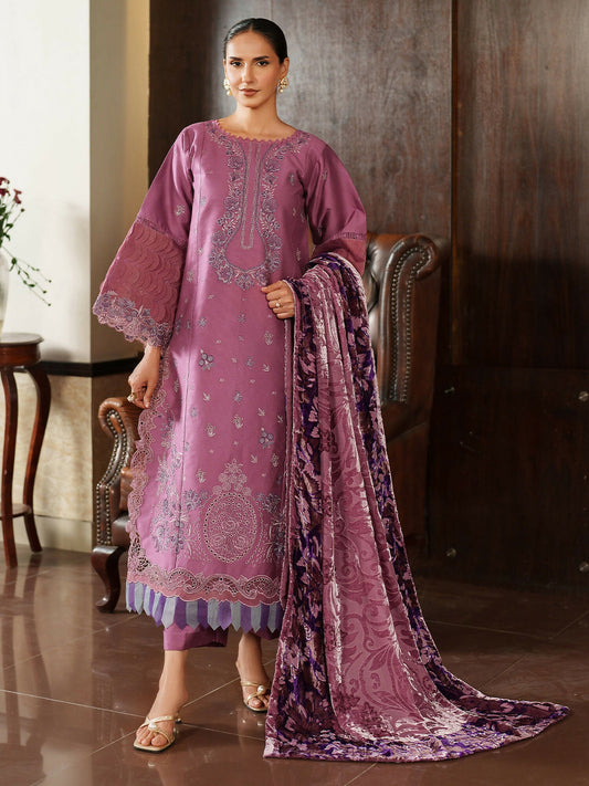 Parishay Panache Winter Corduroy Embroidered Unstitched 3-Piece Suit-PNE-13