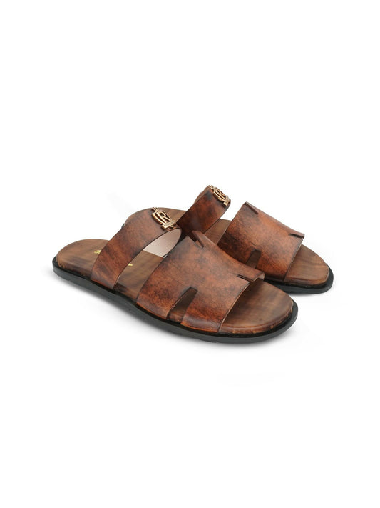 Men's cow leather slippers by Royale Leather with 450-gram lightweight design and durable rubber sole, ideal for indoor and casual wear