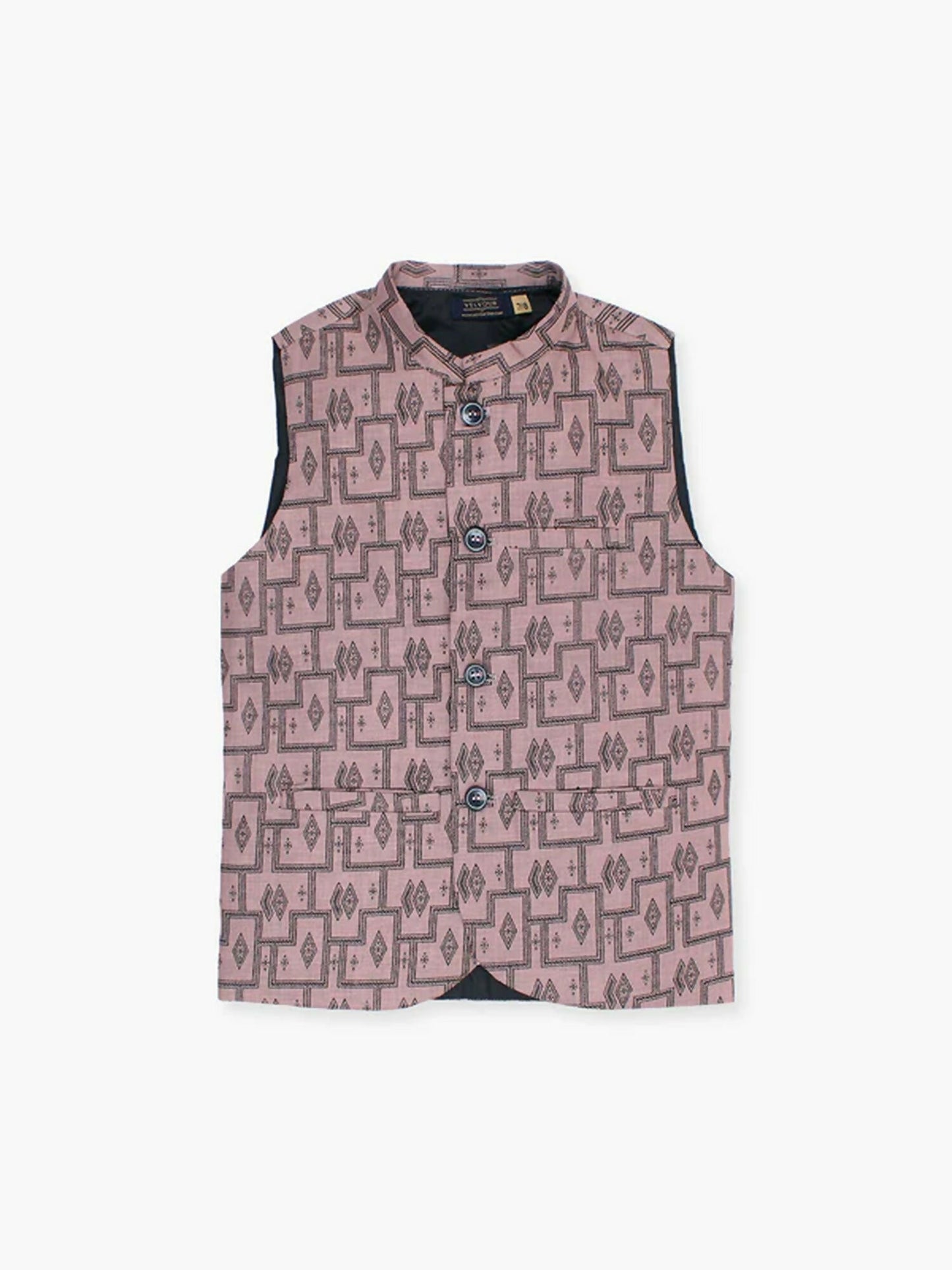 Velvour Boys Jacquard Printed Waistcoat-VW06-D