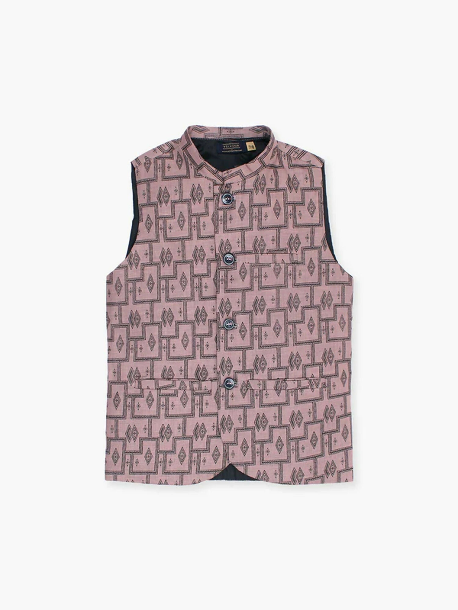 Velvour Boys Jacquard Printed Waistcoat-VW06-D