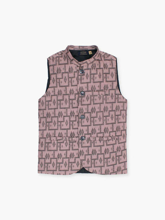 Velvour Boys Jacquard Printed Waistcoat-VW06-D