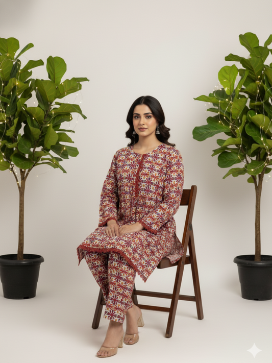 Bin Shaukat Khaddar Printed Stitched 2-Piece Suit