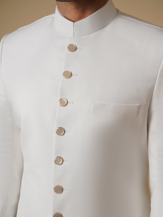Gem Garments Janaan Jacquard Sherwani-Regal Ivory