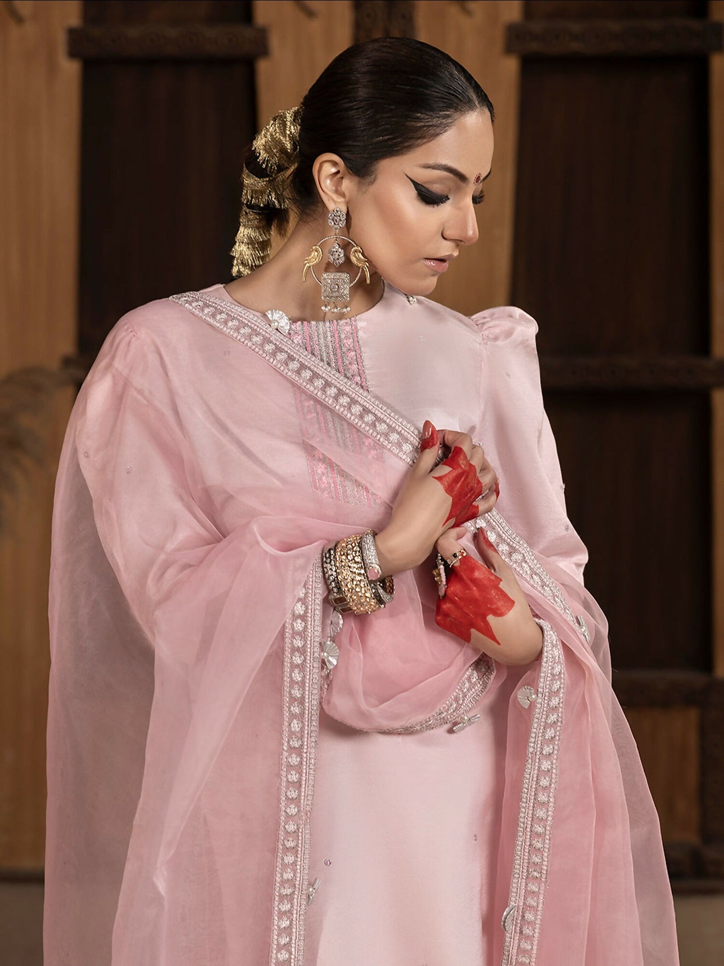 Hemstitch Raw Silk Embroidered Stitched 3-Piece Suit-Aleeha