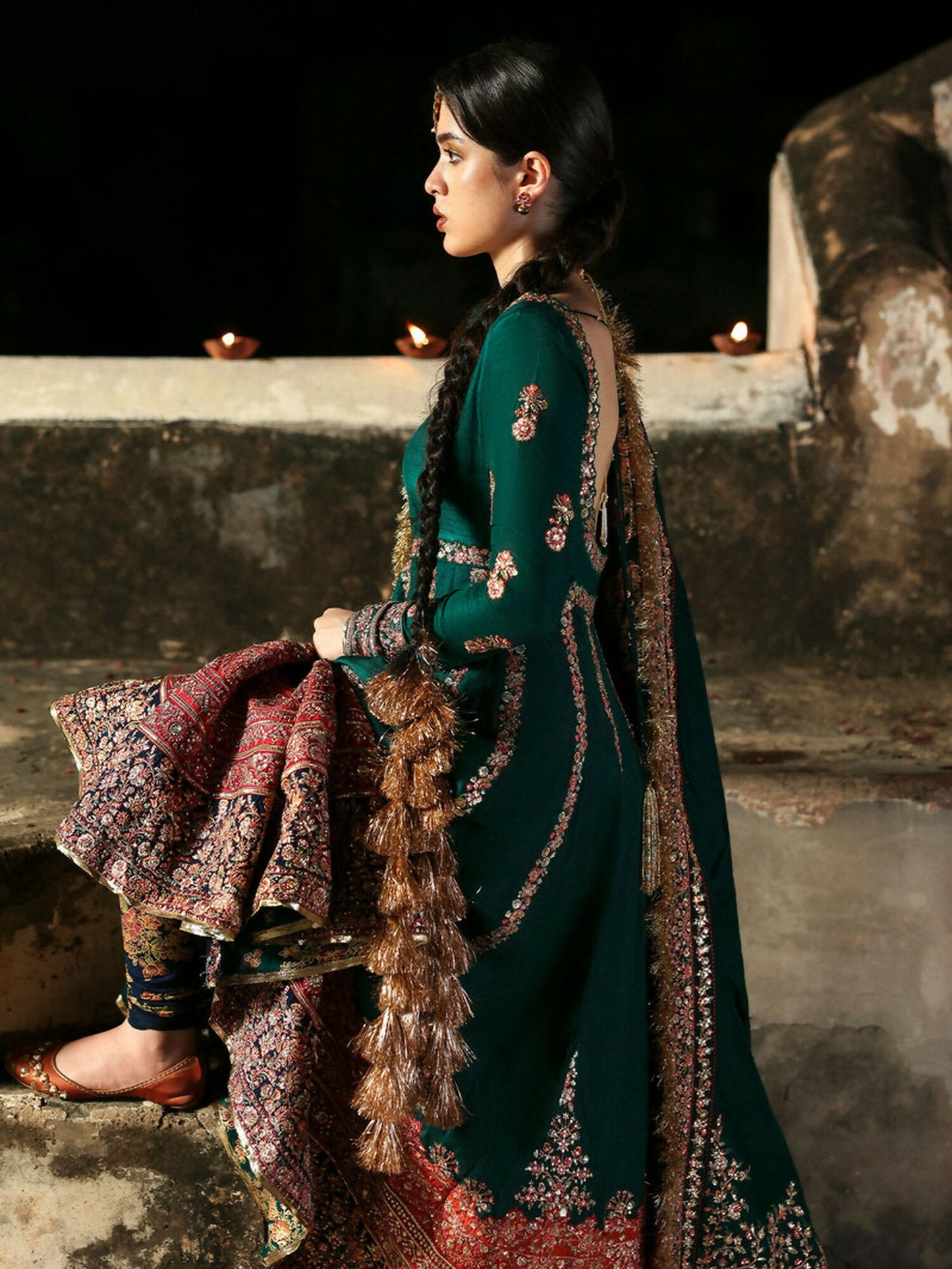 Hussain Rehar Massarat Festive Unstitched'25 Korean Raw Silk Embroidered 3-Piece Suit-Meherunissa