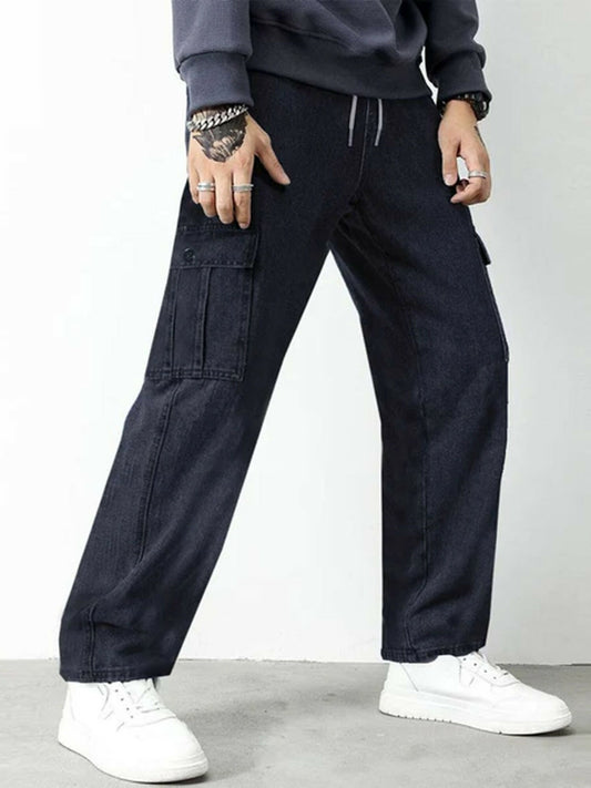 Jupiter Plain Engineered Denim Cargo Pockets Trouser-14494
