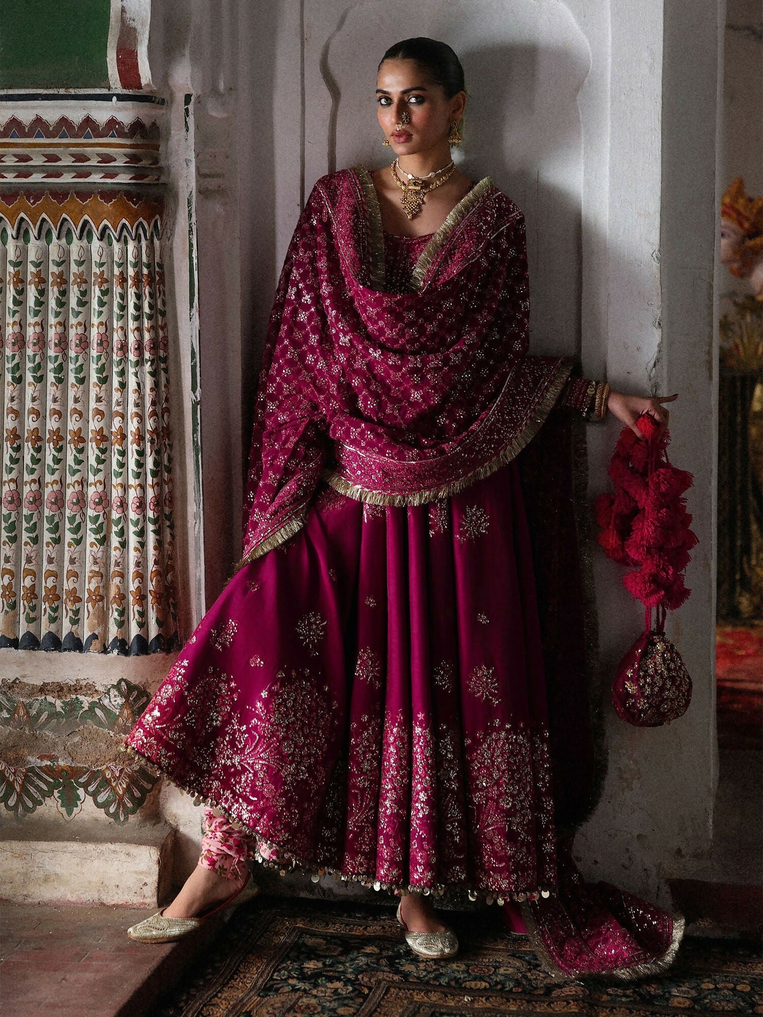 Hussain Rehar Festive Unstitched'26 Korean Raw Silk Embroidered 3-Piece Suit-Gulpanra