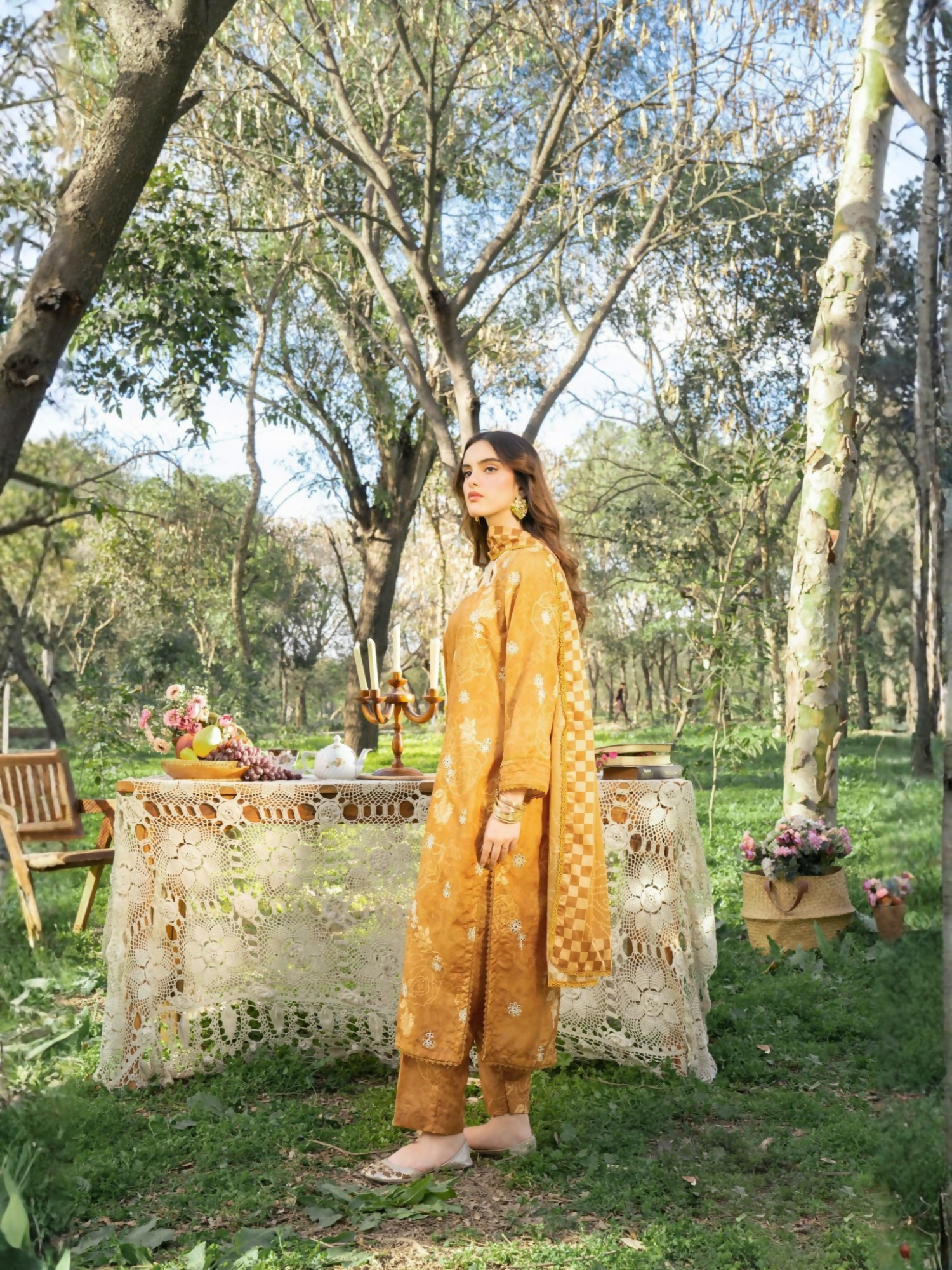 Panache Apparel Lawn Embroidered Stitched Suit-Spice