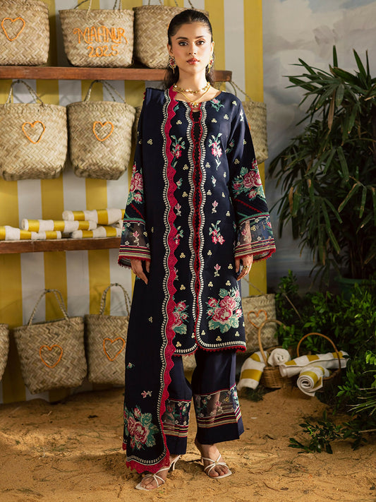 Mahnur Kaia Slub Linen Embroidered Stitched 3-Piece Suit-K- 06