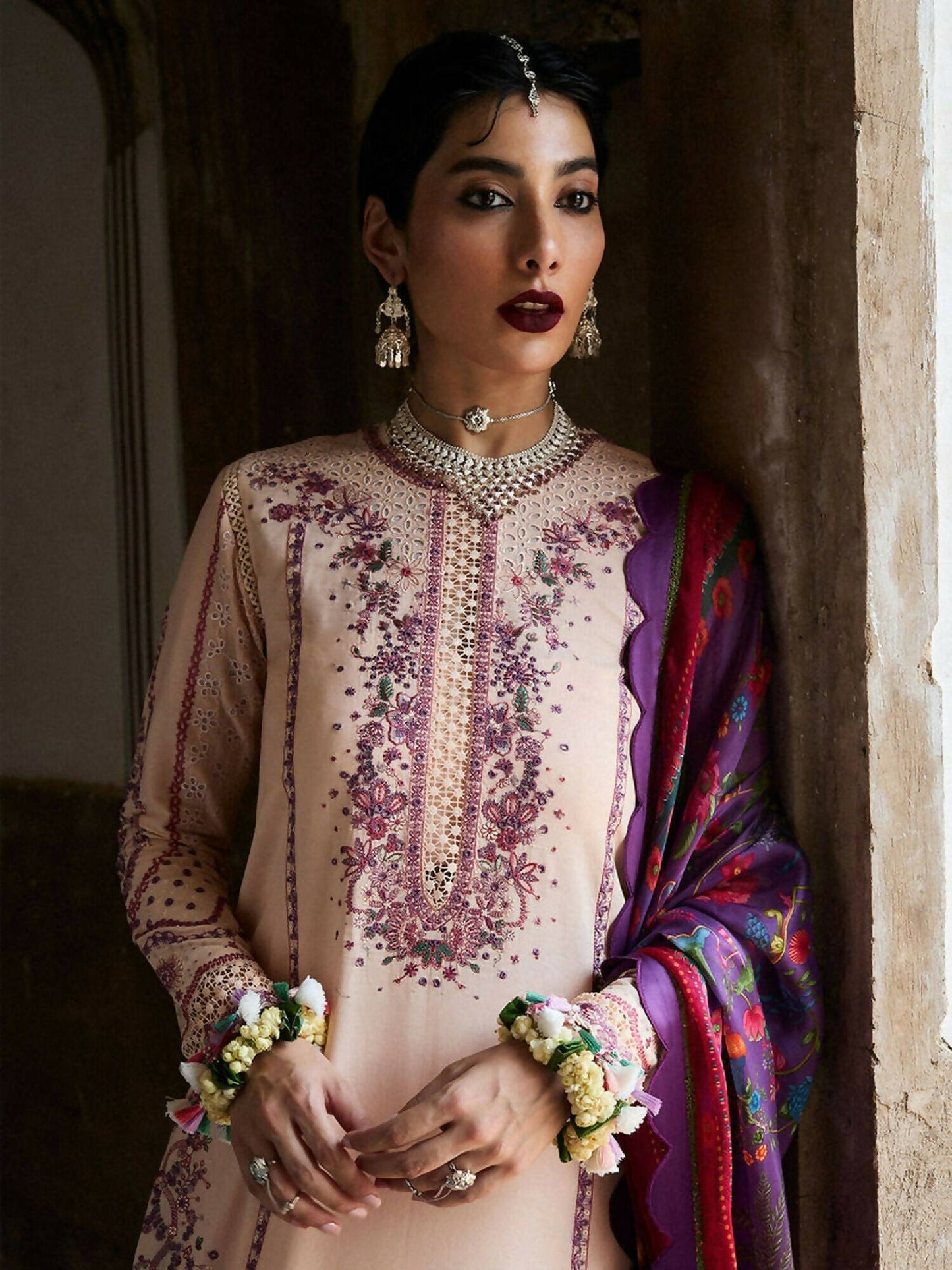 Hussain Rehar Nirmal SS'25 Lawn Embroidered Unstitched 3-Piece Suit-Lehr