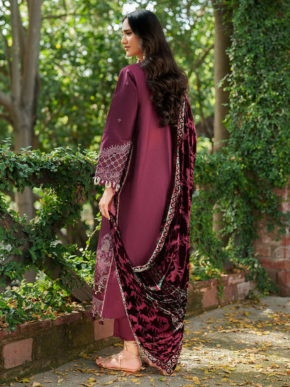 Parishay Panache Winter Corduroy Embroidered Stitched 3-Piece Suit-PNE-07