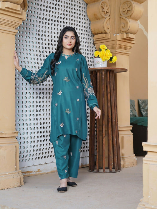 Stylish Collection Aaraish Linen Embroidered Co-Ord Set–Amiya