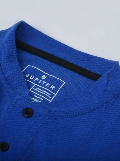 Jupiter Horizontal Stripes Henley Neck Tee-13613