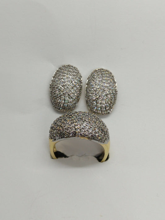H&A Jewellery Dual Tone Stud Earrings and Ring Set