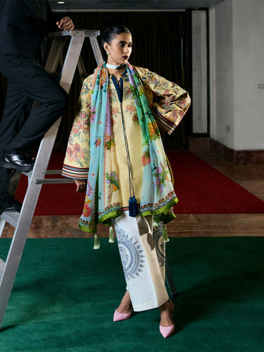 Jugnu by Hussain Rehar Summer Pret'25 Edit III Cotton Embroidered 3-Piece Suit-Yavani