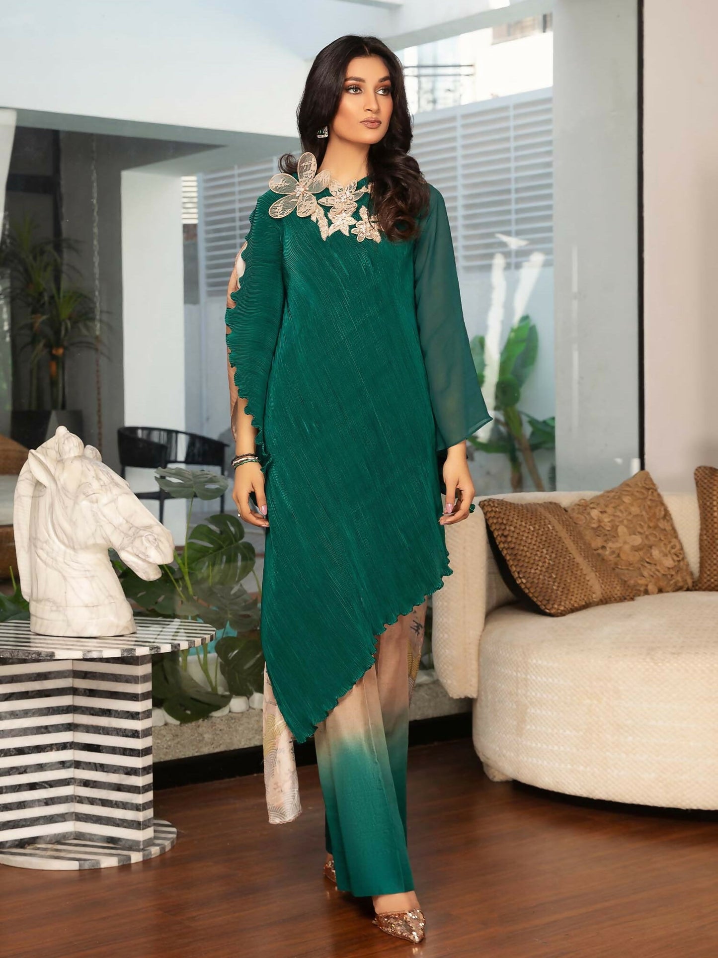 Shiza Hassan Sublime Luxury Pret Silk Embellished Stitched 2-Piece Suit-Zerya