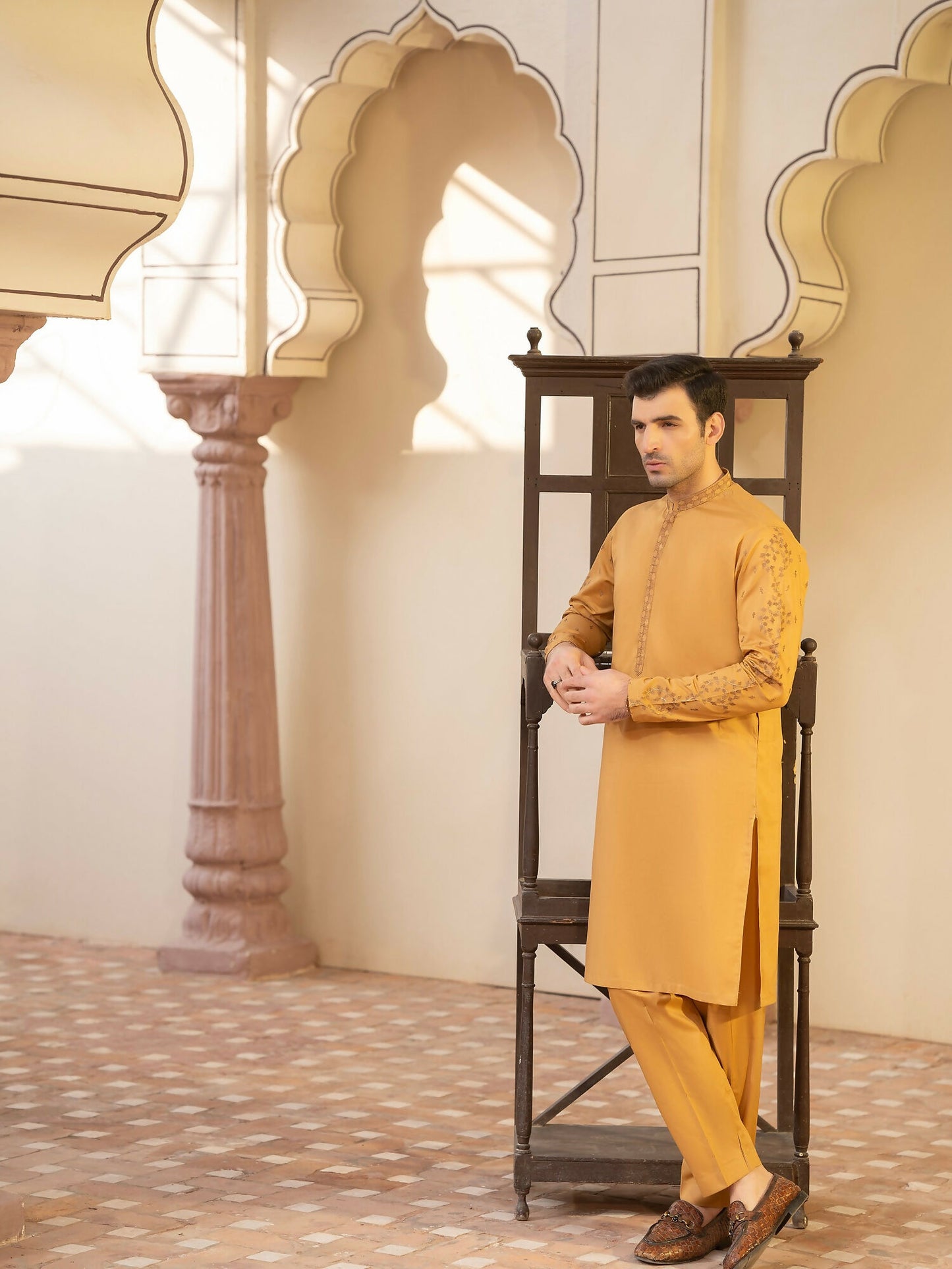 Fabrich Men Embroidered Cotton Unstitched Shalwar Kameez-GTS-MCE-037