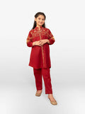 Velvour Girls Cotton Embroidered Stitched 2-Piece Suit-VG77-D