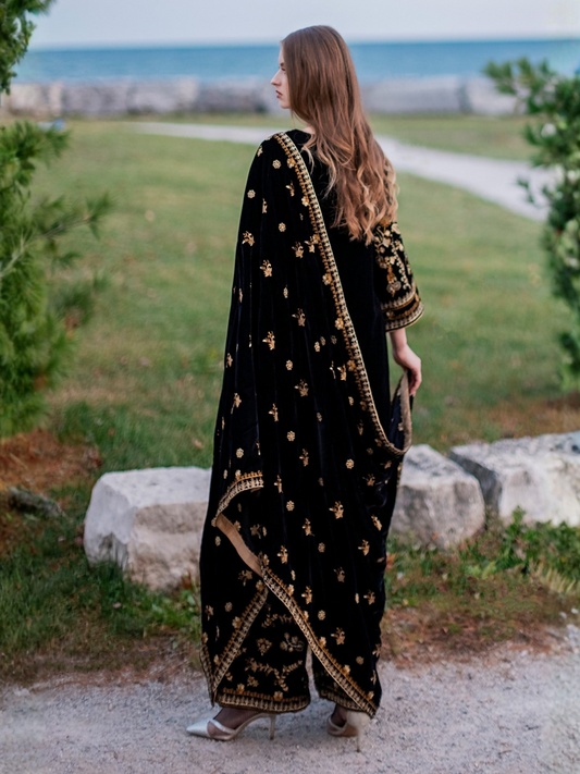 Panache Apparel Velvet Edit Micro Velvet 9000 Embroidered Stitched 2-Piece Suit-Eclipse