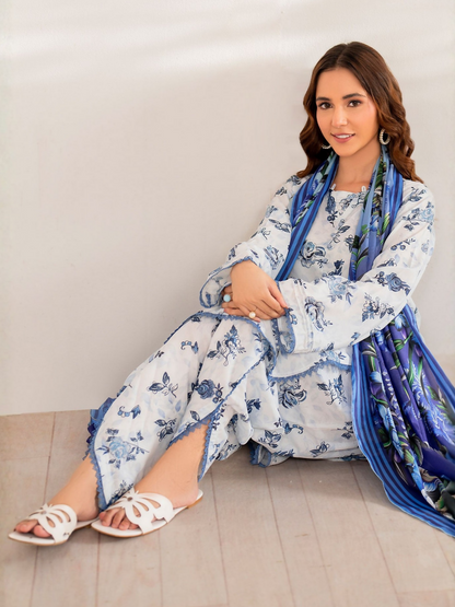 Panache Apparel Cambric Printed Stitched 3-Piece Suit-Drift