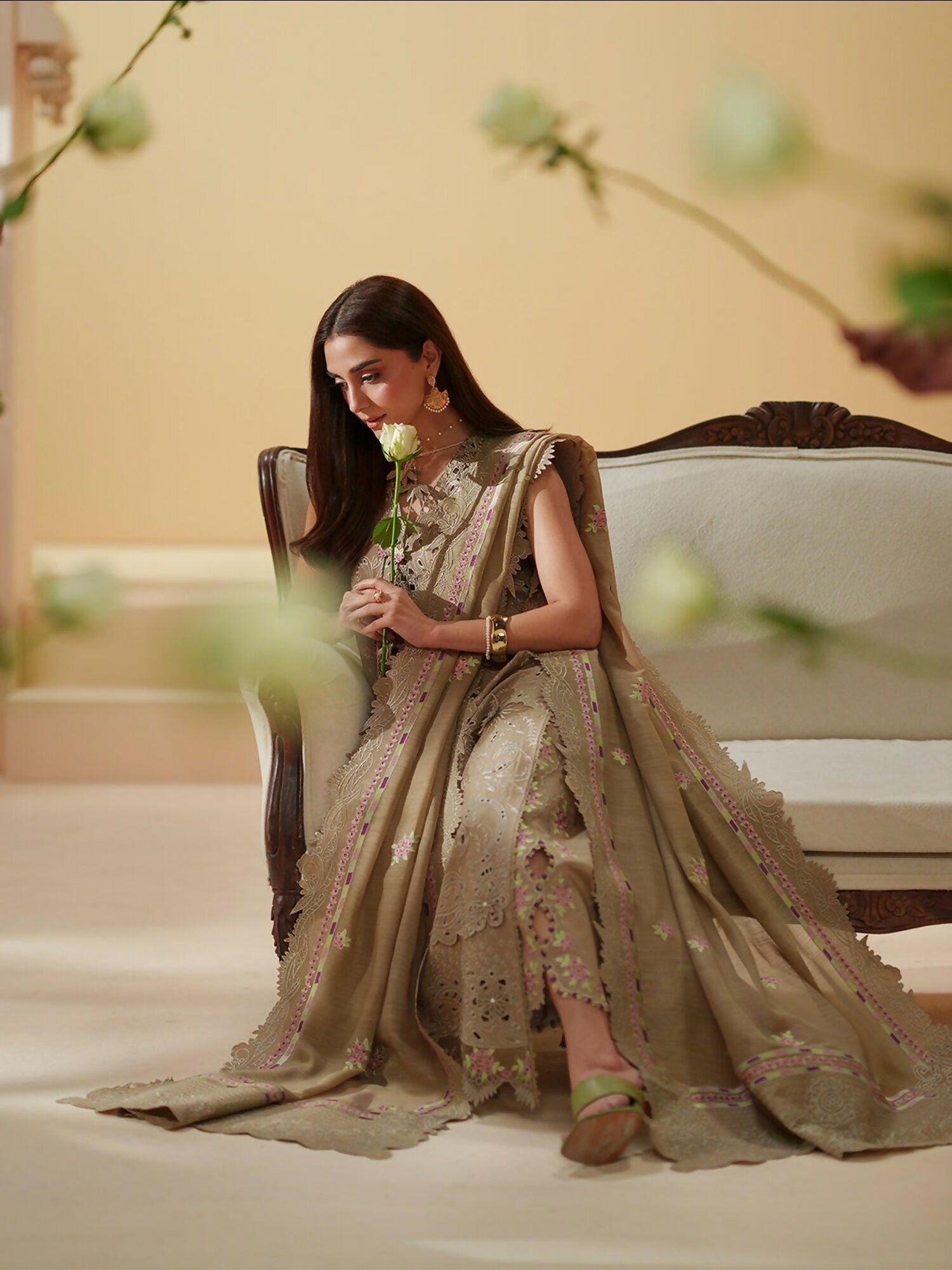 Binilyas Mashriq Luxury Lawn'26 Embroidered Unstitched 3-Piece Suit-D-113-A